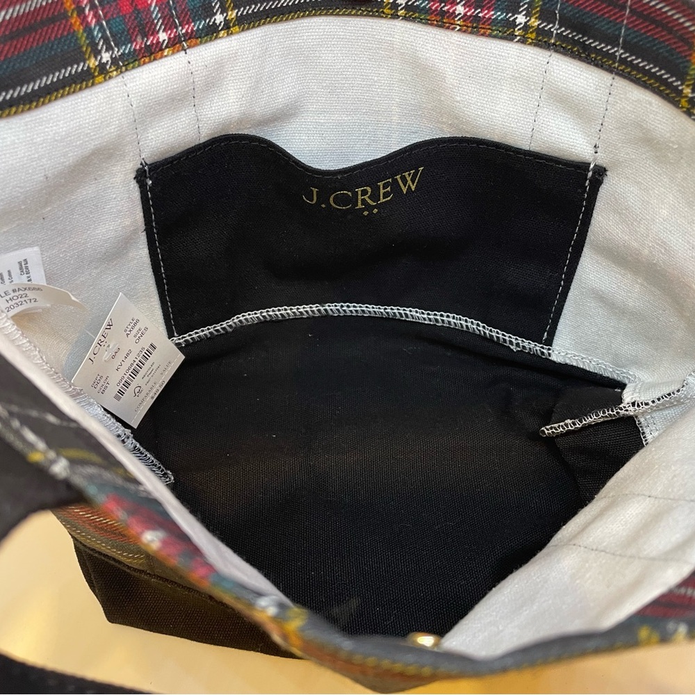 J. Crew Red and Black Tartan Mini Canvas Tote - Picture 3 of 4